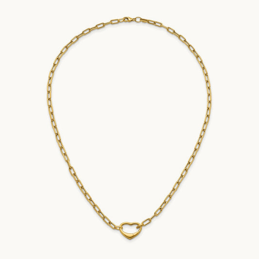 Polished Oval Link w/ Heart Clasp able to Convert to Bracelet Necklace, 14K