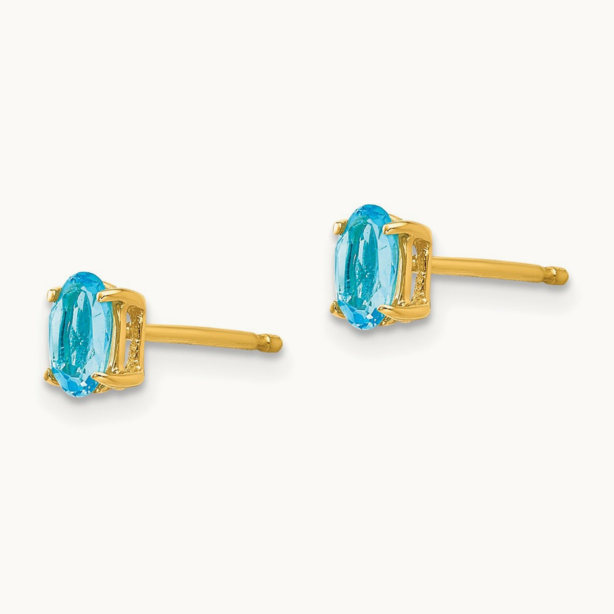 5x3mm Oval Blue Topaz earring, 14K