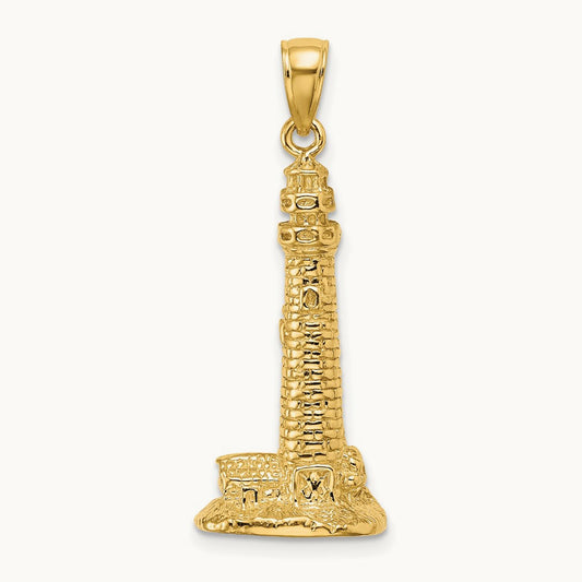 3D Cape May Lighthouse Charm, 14K