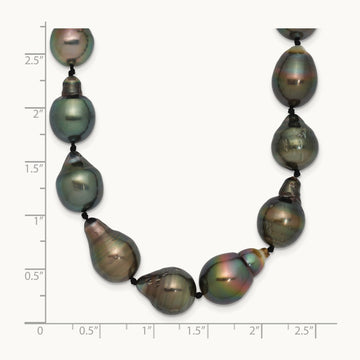 WG 8- Baroque Saltwater Cultured Tahitian Pearl Graduated Necklace, 11mm, 14K