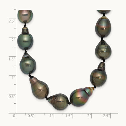 WG 8- Baroque Saltwater Cultured Tahitian Pearl Graduated Necklace, 11mm, 14K