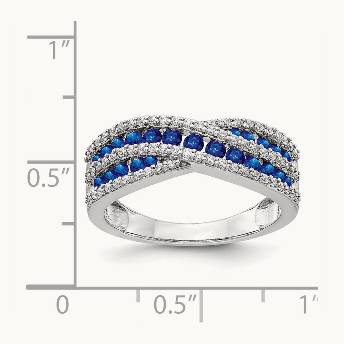 Diamond and Sapphire Fancy Ring, 14K White Gold