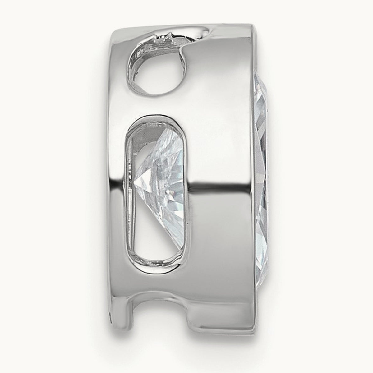 Oval Bezel Set Chain Slide Pendant, 0.25-3.00 ct tw Lab-Grown Diamond — 3 ct, 14K White Gold