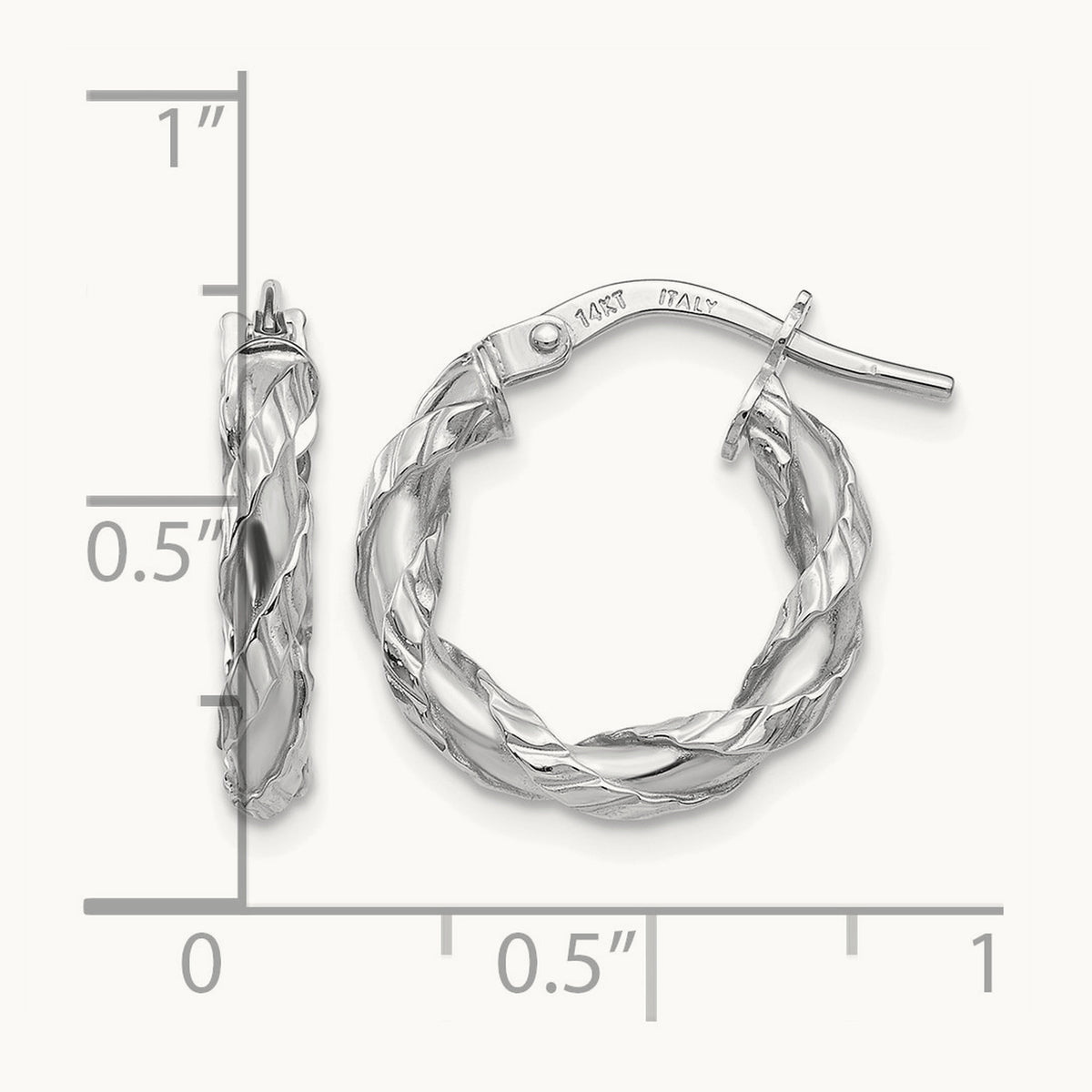 Twisted Rope Hoop Earrings, 14K White Gold