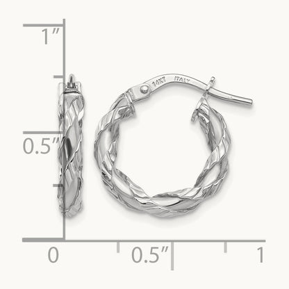 Twisted Rope Hoop Earrings, 14K White Gold