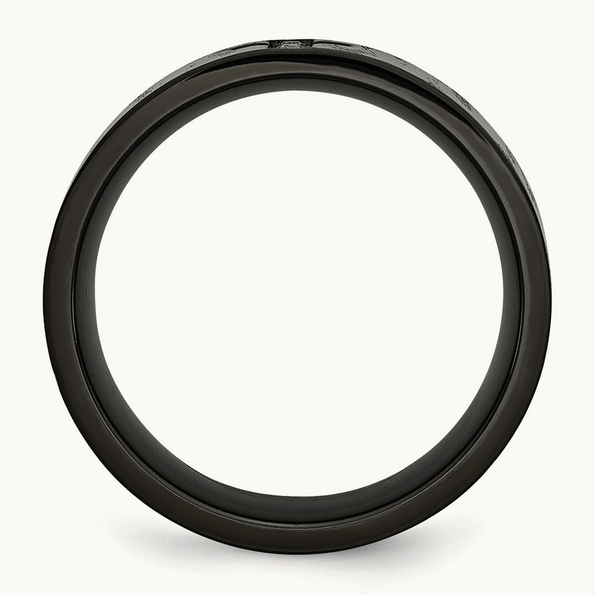 Polished/Matte Black IP-plated 1/20ct Diamond Cross Band, Stainless Steel