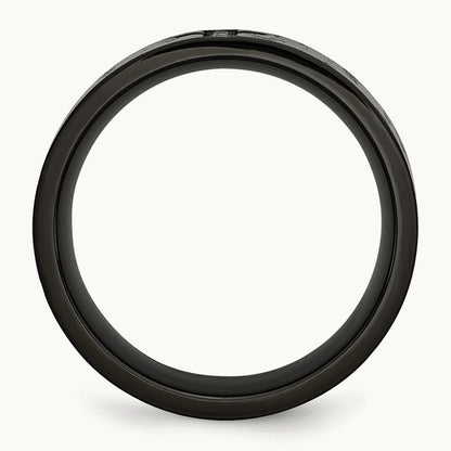 Polished/Matte Black IP-plated 1/20ct Diamond Cross Band, Stainless Steel