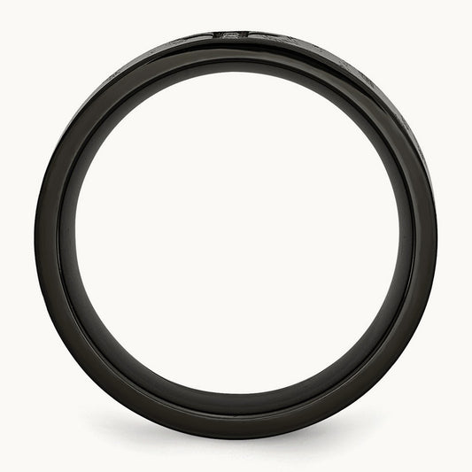Polished/Matte Black IP-plated 1/20ct Diamond Cross Band, Stainless Steel