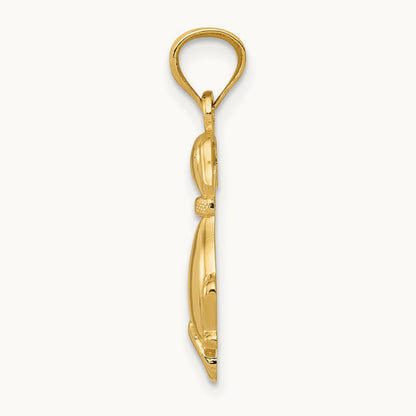 Polished Sitting Dog Pendant, 14K