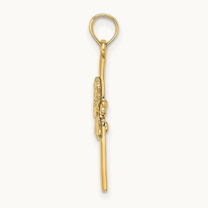 Praying Girl Cross Charm, 14K