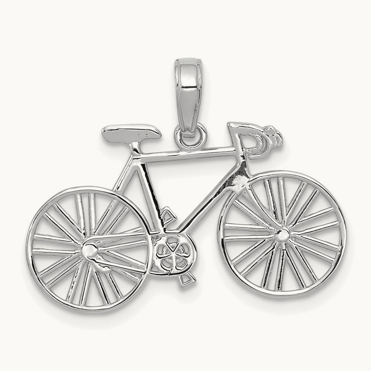 Polished Bicycle Charm — 14K White Gold