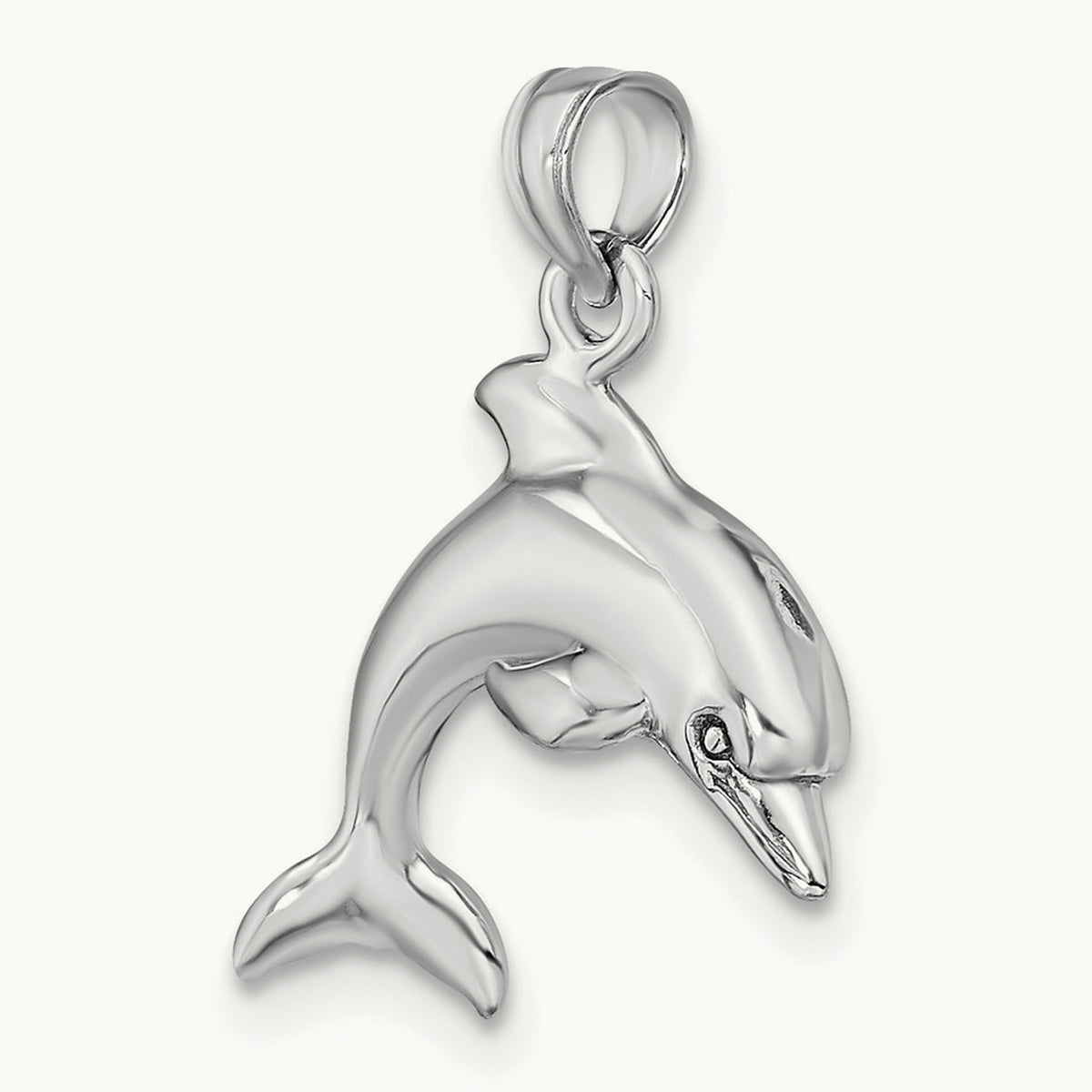 3-D Dolphin Jumping Charm — 14K White Gold