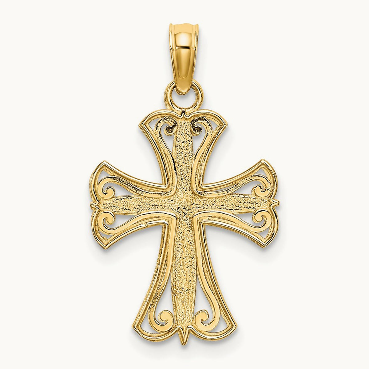 Textured Cross Charm — 14K Two-Tone Gold, 17.8mm