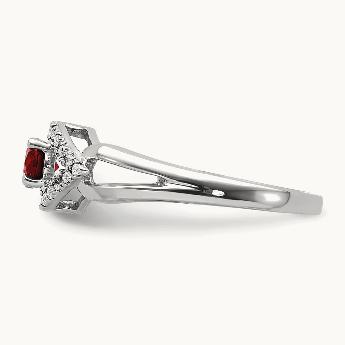 Created Ruby Ring — 14K White Gold, 7