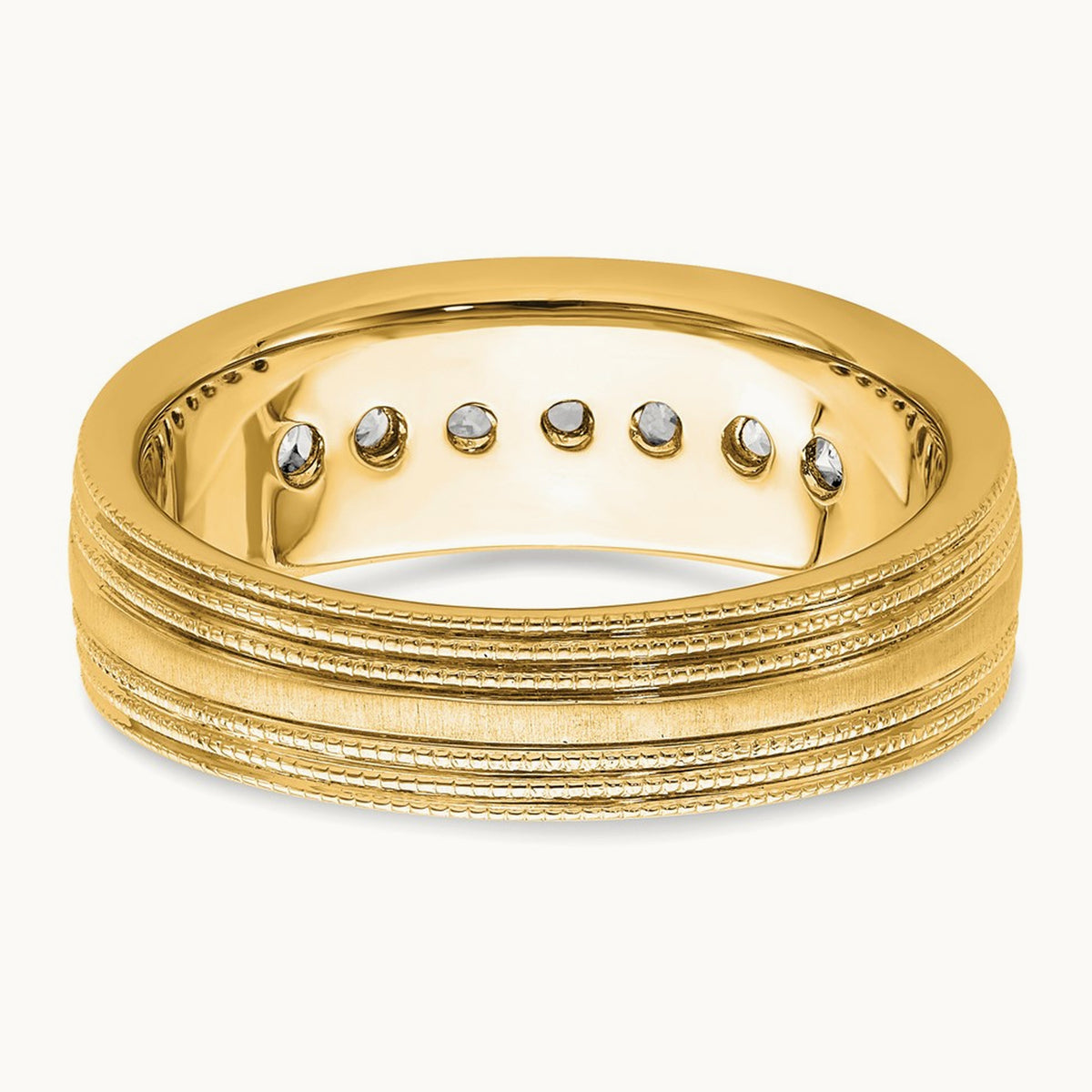 7 Stone Men's Ring, 0.50 ct tw Lab-Grown Diamond — 14K Yellow Gold
