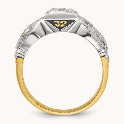 14ktt IBGoodman Men's Enamel & Diamond Eagle Masonic Shriner's Ring