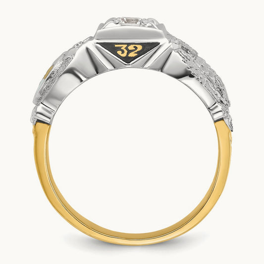 14ktt IBGoodman Men's Enamel & Diamond Eagle Masonic Shriner's Ring