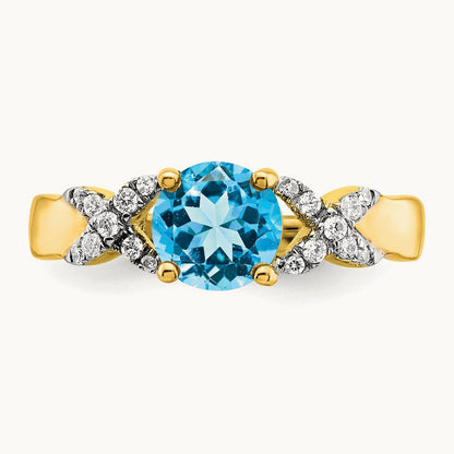 Blue Topaz and Diamond Ring, 14K Two-tone