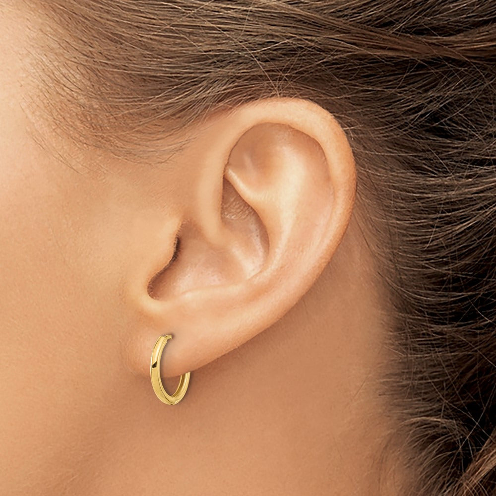 Polished Hinged Hoop Earrings — 14K Yellow Gold