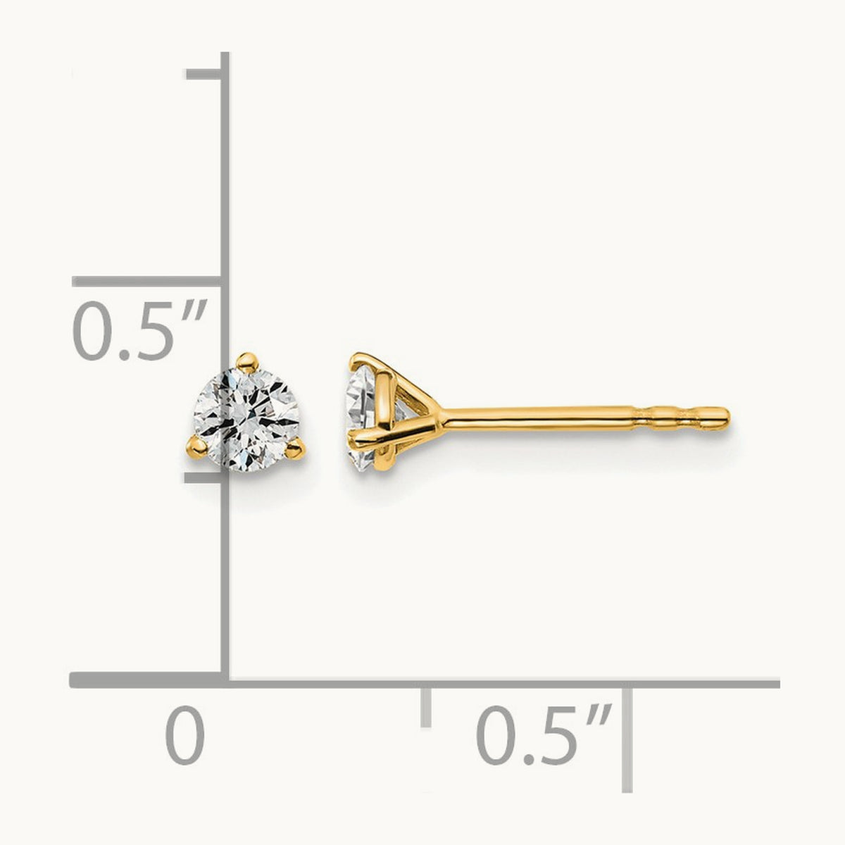 Round Stud Earrings, 0.10-6.00 ct tw Lab-Grown Diamond — 1/3 ct, 14K Yellow Gold