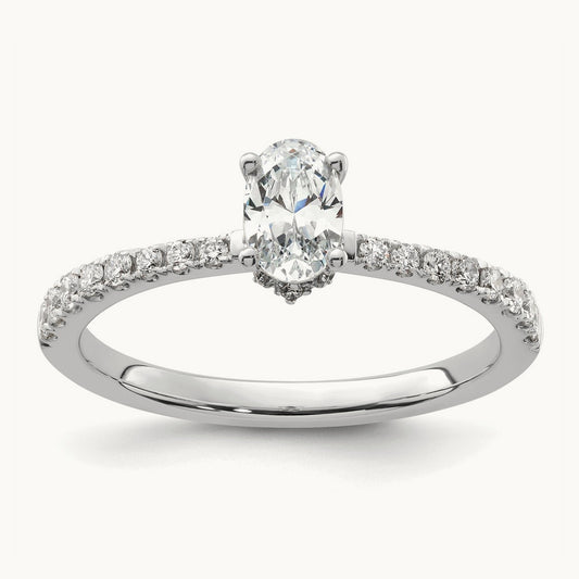 Oval Solitaire Engagement Ring, 0.75-3.25 ct tw Lab-Grown Diamond — 3/4 ct, VS/SI (Great), 14K White Gold
