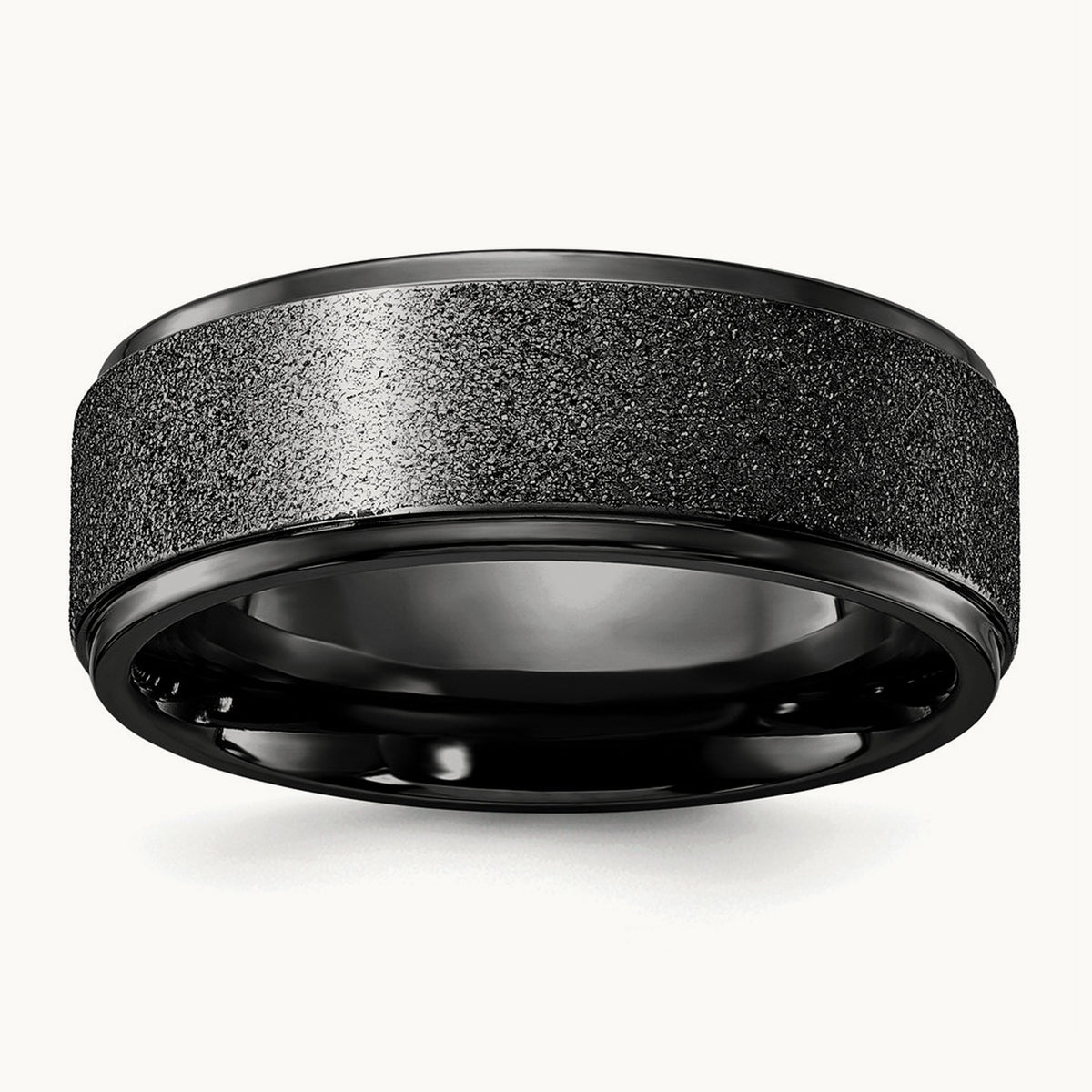 Polished Laser-cut Center Black IP-plated Band, 8mm, Titanium