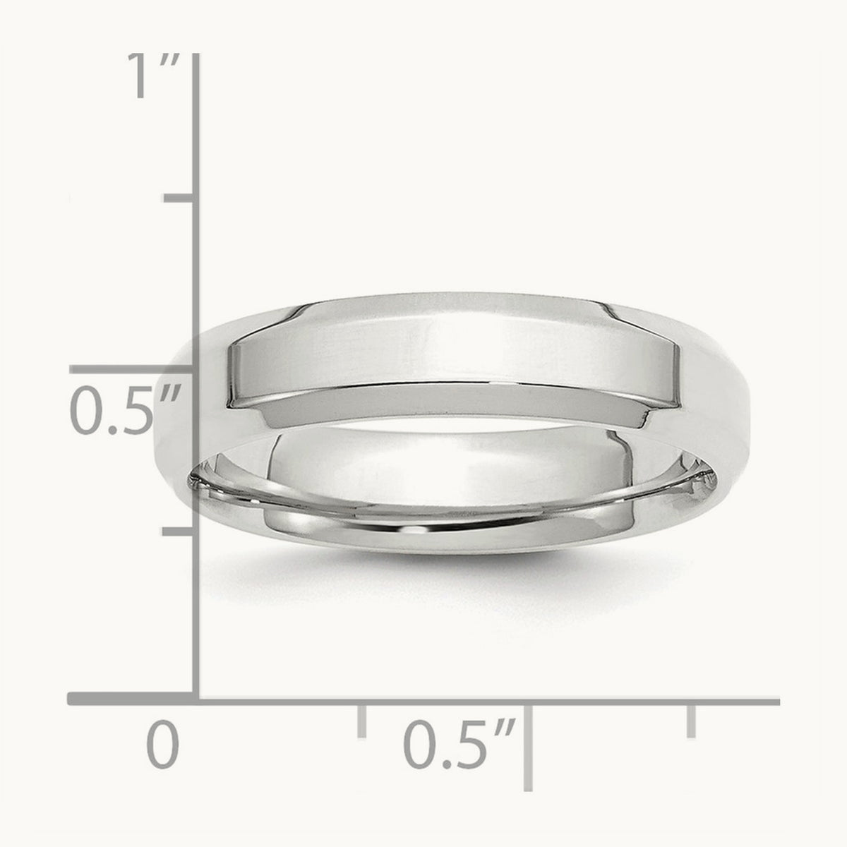 Polished Beveled Edge Wedding Band, 5mm, Platinum