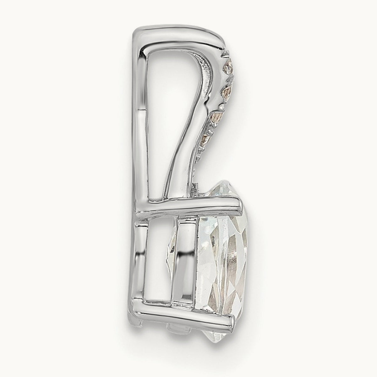 Oval Topaz and Diamond Pendant — 14K White Gold