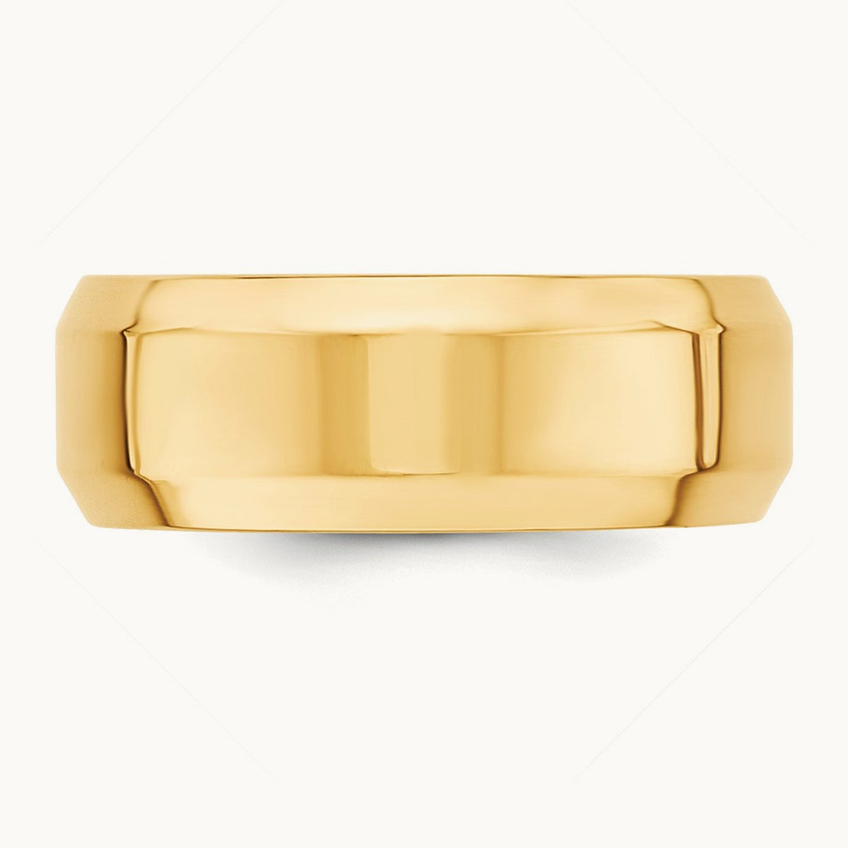 Bevel Edge Comfort Fit Band, 8mm, 10K Yellow Gold
