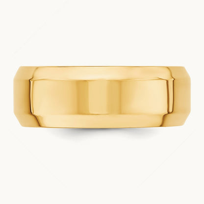 Bevel Edge Comfort Fit Band, 8mm, 10K Yellow Gold