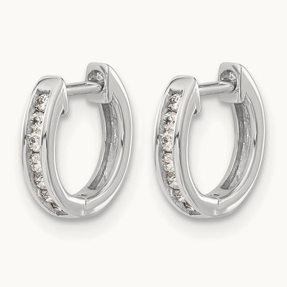 Polished Diamond Hinged Hoop Earrings — 14K White Gold