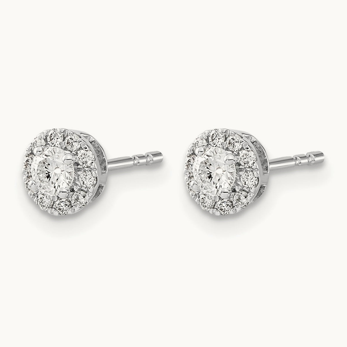 Diamond Cluster Post Earrings, 14K White Gold