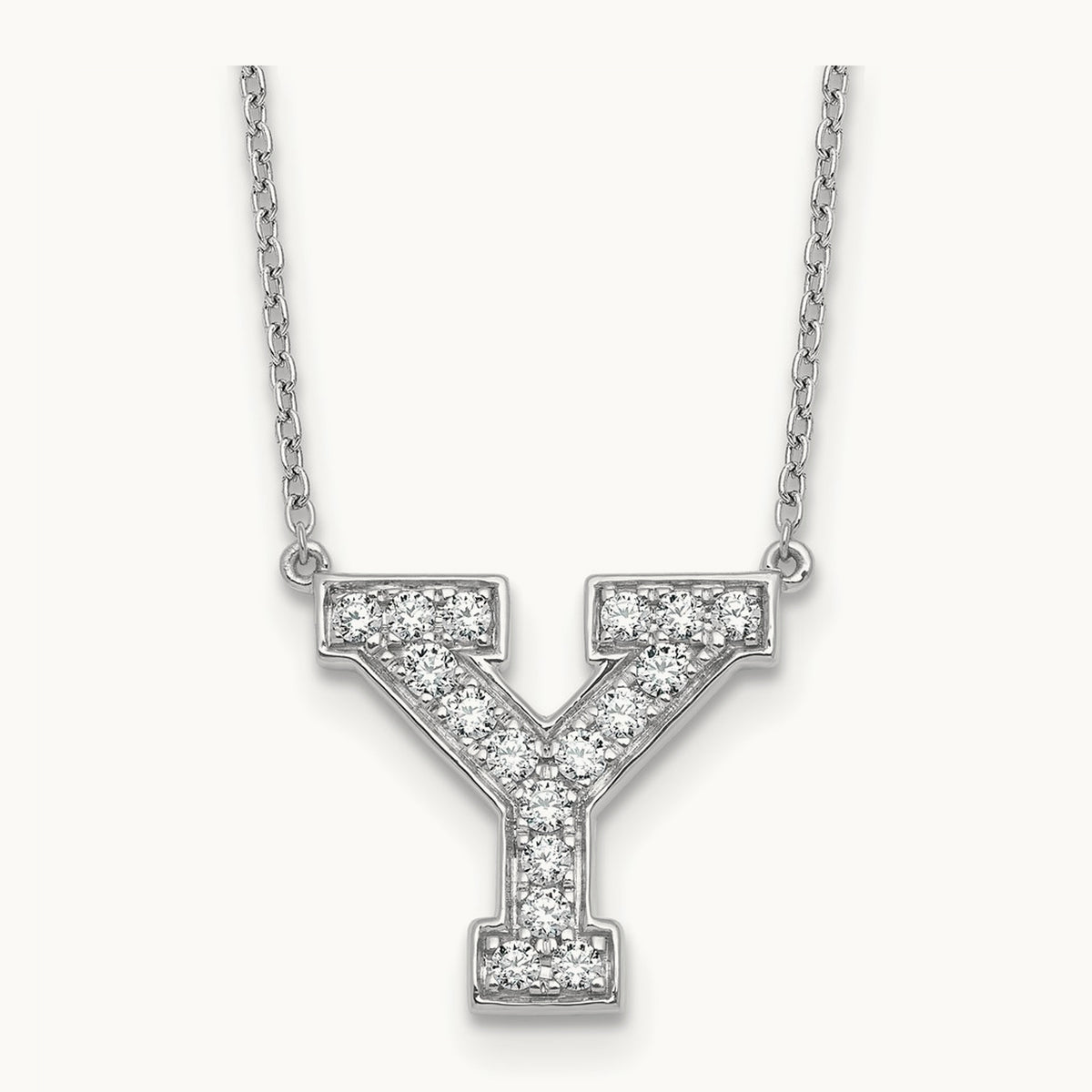 Initial Necklace — 14K White Gold, Y, 3/8 ct