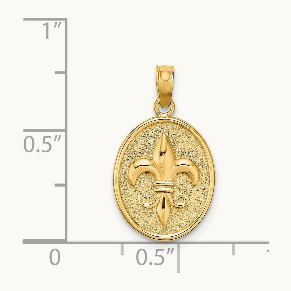 Fleur de Lis on Oval Disc Charm, 14K