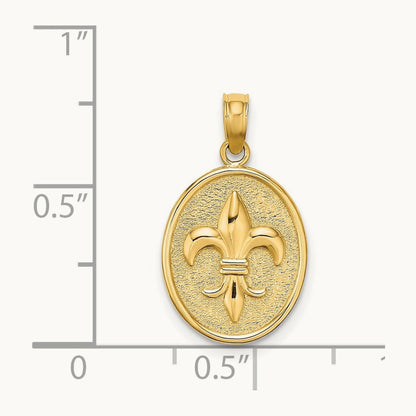 Fleur de Lis on Oval Disc Charm, 14K
