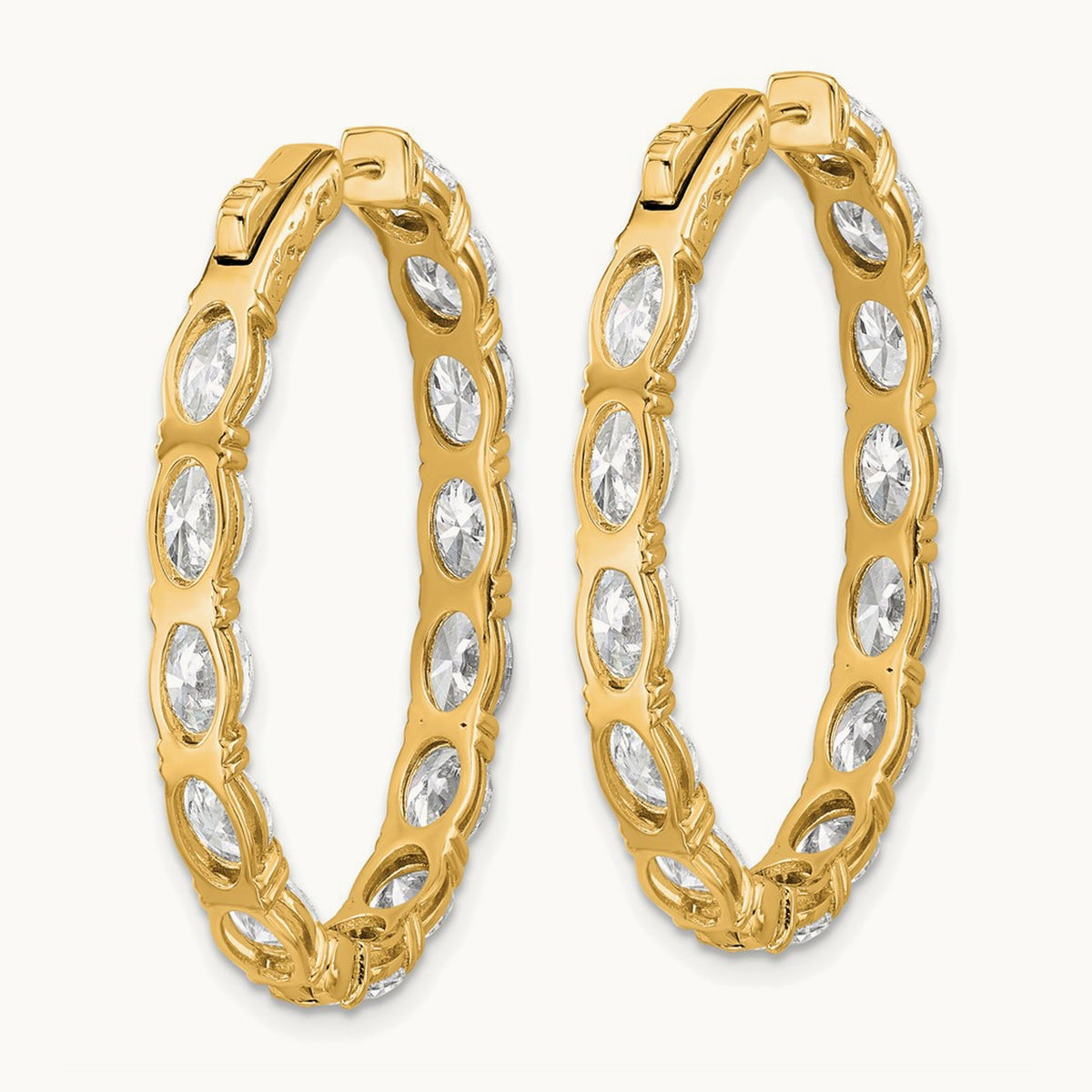 Oval & Round in/Out Hoop Earrings, 8.50 ct tw Lab-Grown Diamond — 14K Yellow Gold