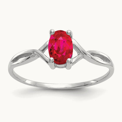 Ruby Birthstone Ring, 14K White Gold
