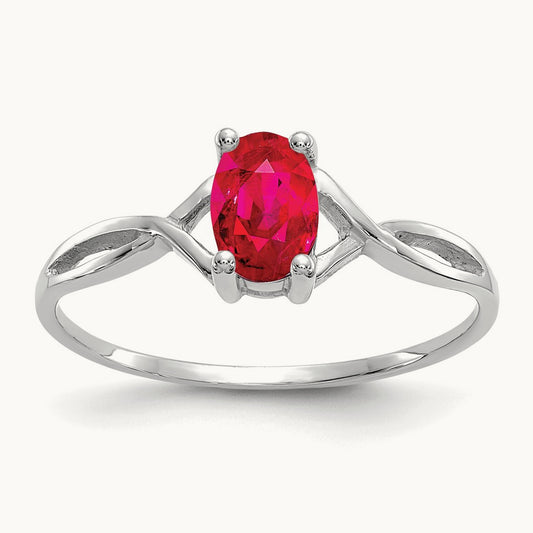 Ruby Birthstone Ring, 14K White Gold