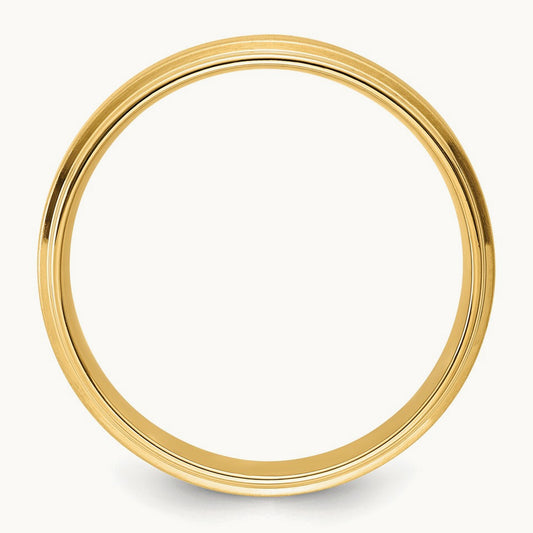 Standard Comfort Fit Brush Satin Fancy Band, 14K Yellow Gold