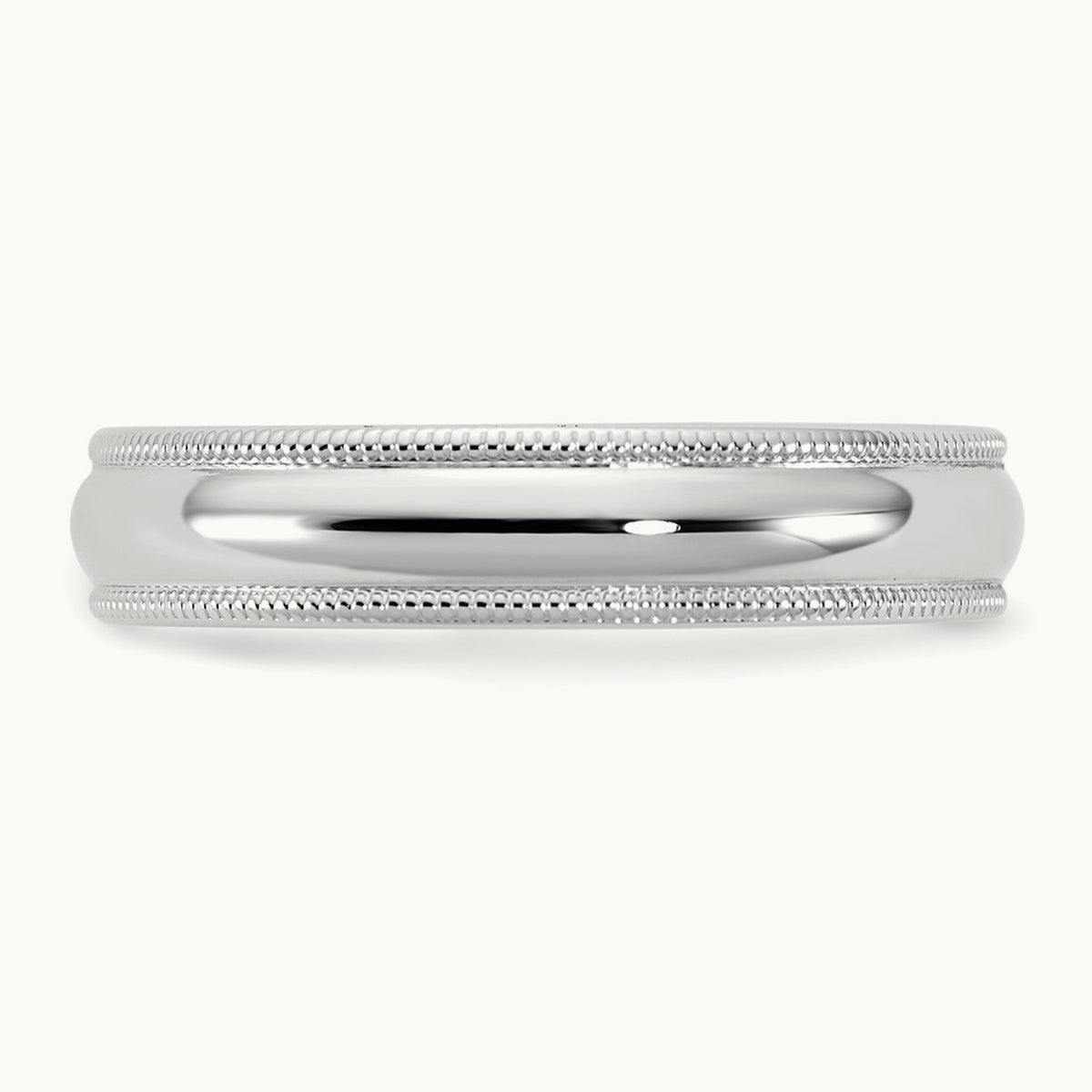 Milgrain Comfort Fit Band, 4.5mm, 10K White Gold