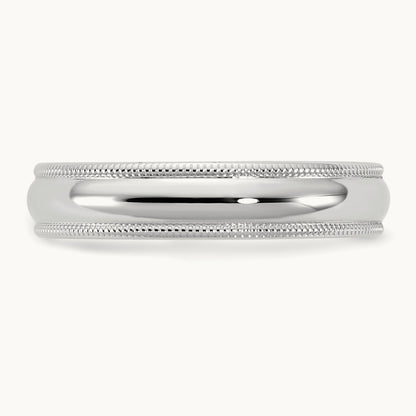 Milgrain Comfort Fit Band, 4.5mm, 10K White Gold