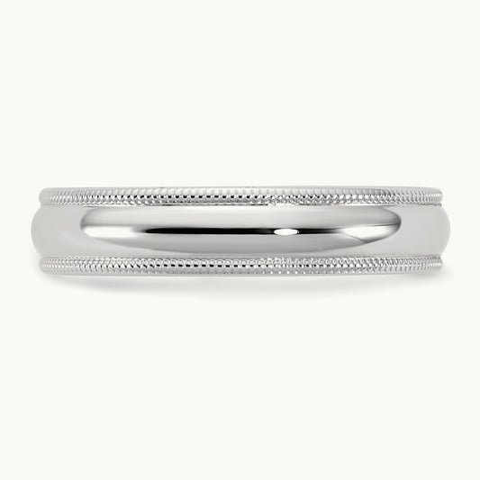 Milgrain Comfort Fit Band, 4.5mm, 10K White Gold