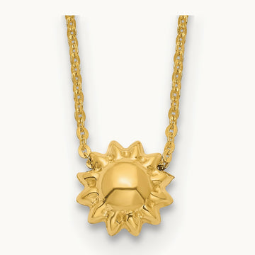 Polished Puffed Sun 16.5in Necklace, 14K