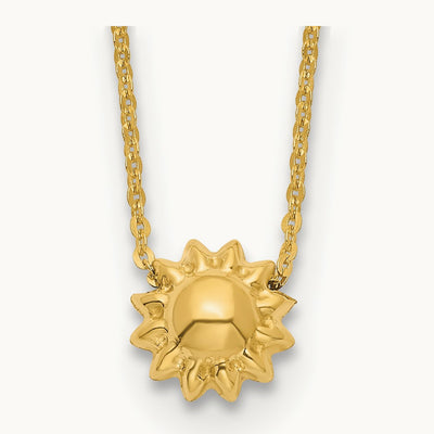 Polished Puffed Sun 16.5in Necklace, 14K