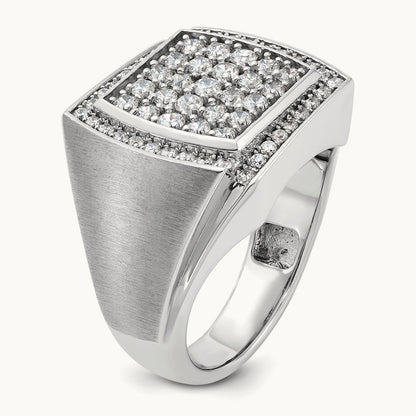 IBGoodman Men's Polished & Satin Diamond Cluster Ring, 14K White Gold