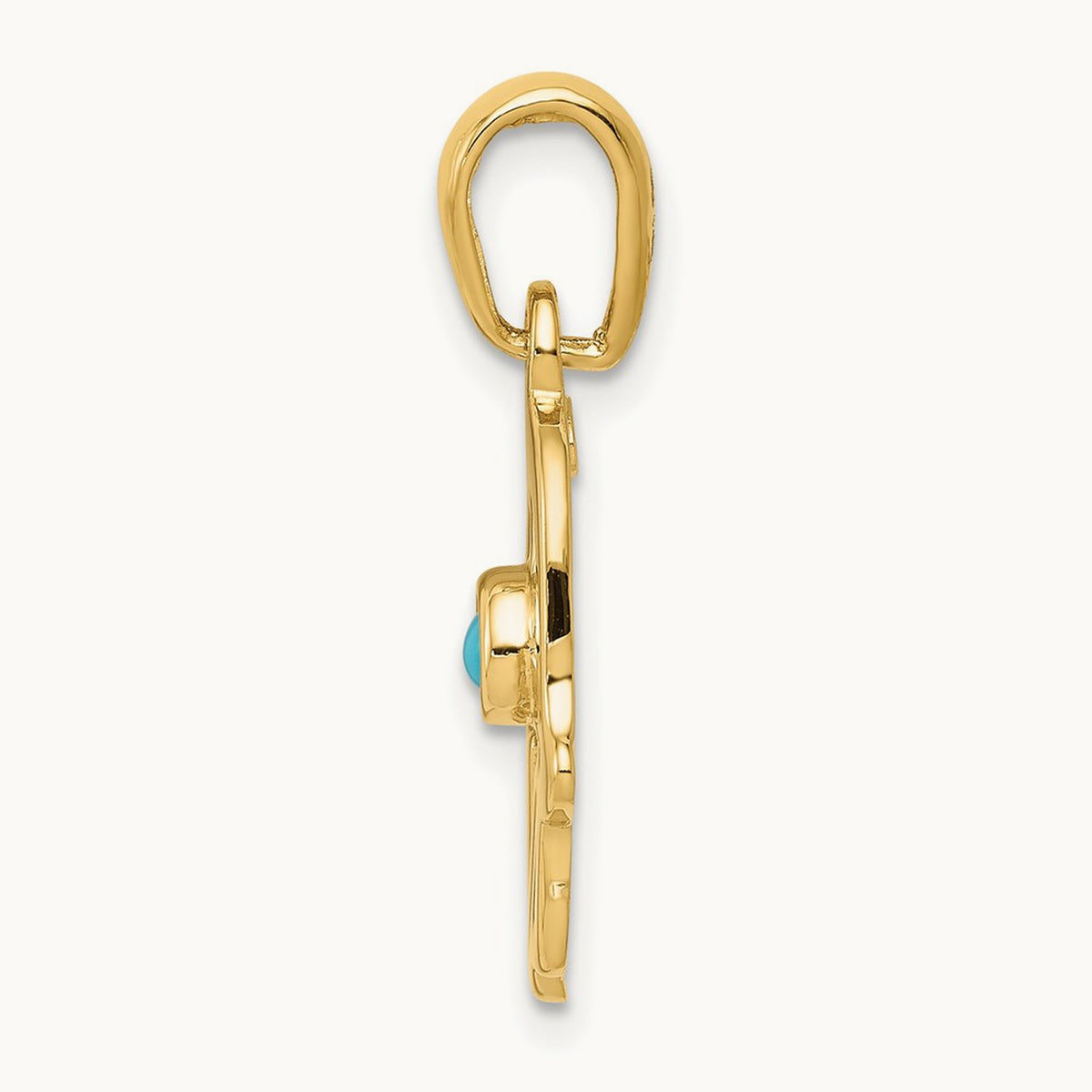 Turquoise Chamseh Pendant — 14K Yellow Gold