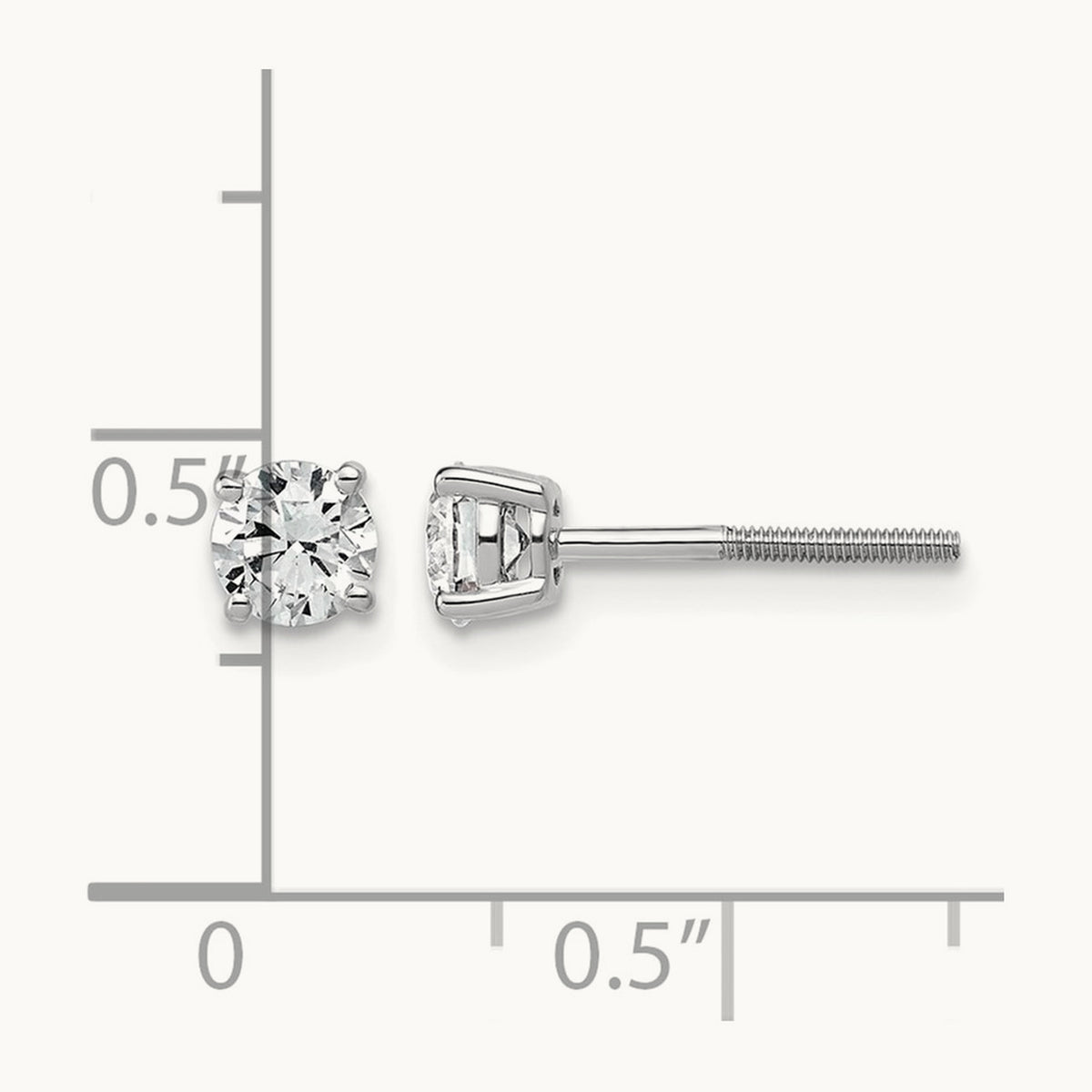 Lightweight Screwback Earrings, 0.25-4.00 ct tw Lab-Grown Diamond — 3/4 ct, 14K White Gold