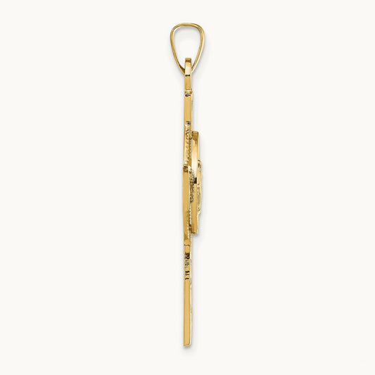 Cross with Miraculous Medal Pendant, 14K