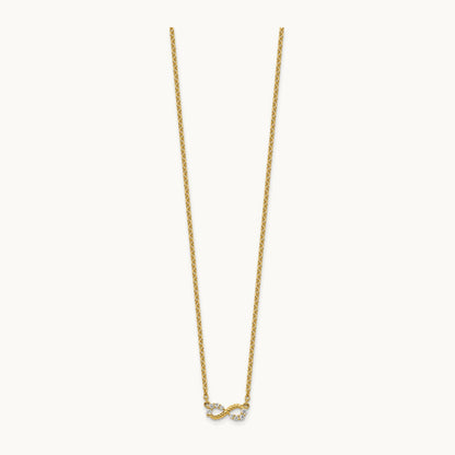 Polished and Beaded Diamond Infinity Necklace, 14K