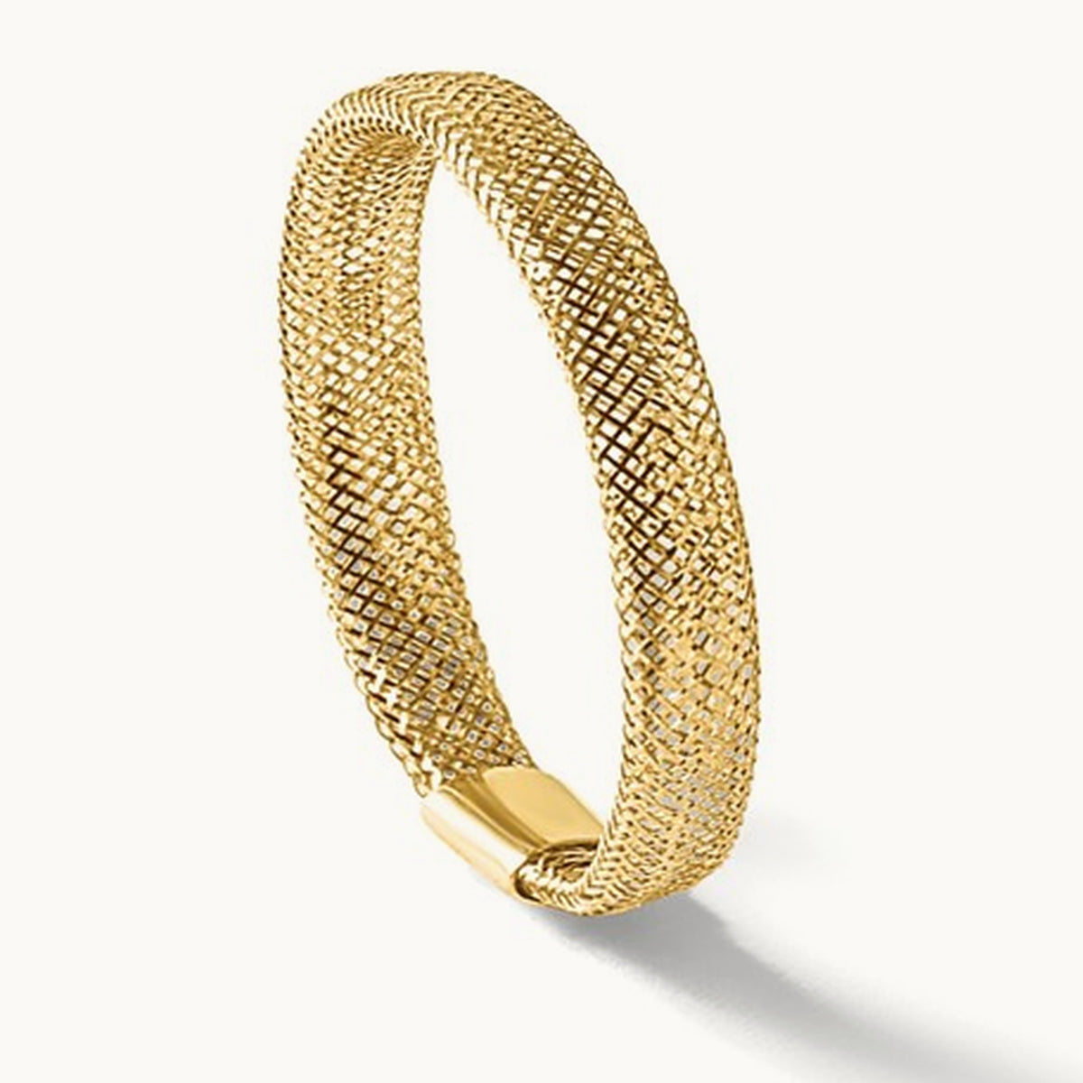 Polished Mesh Stretch Ring, 14K — Leslie's